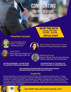 Flier for Confronting the Rise of School Board Disruptions webinar