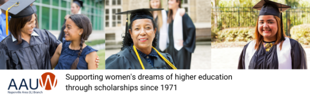 Banner with photos of women college graduates, diverse and older